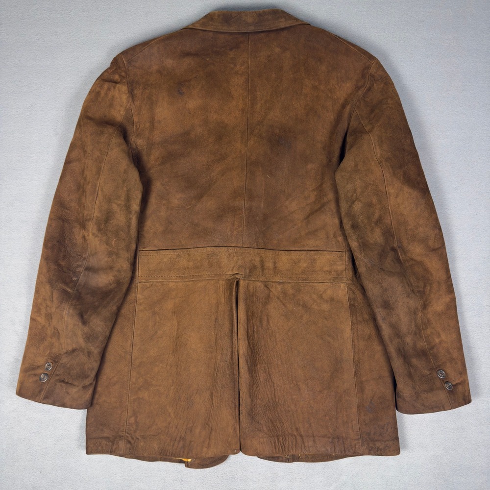 Vintage 70s Swagger Suede Blazer DuPont Quilon Brown Sport Coat Notch Lapel 42 - Picture 2 of 14
